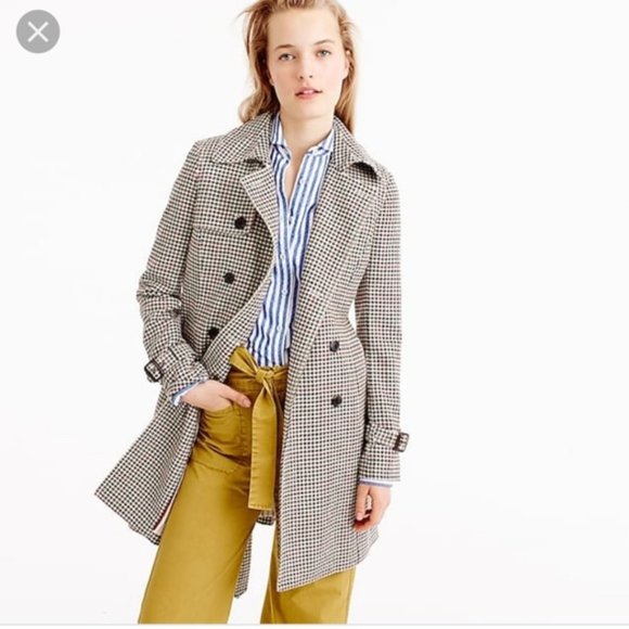 J. Crew Icon Houndstooth Trench Coat